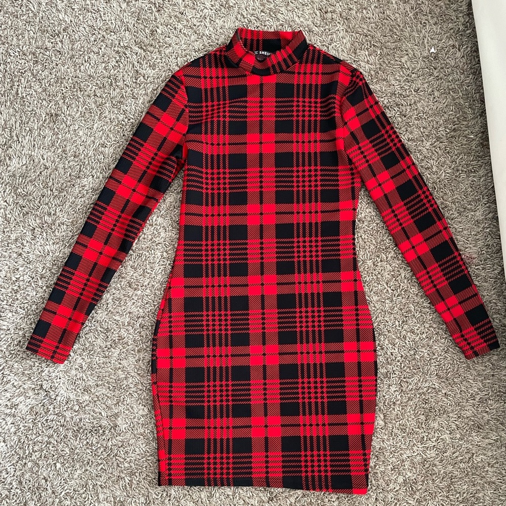 Plaid black and red dress